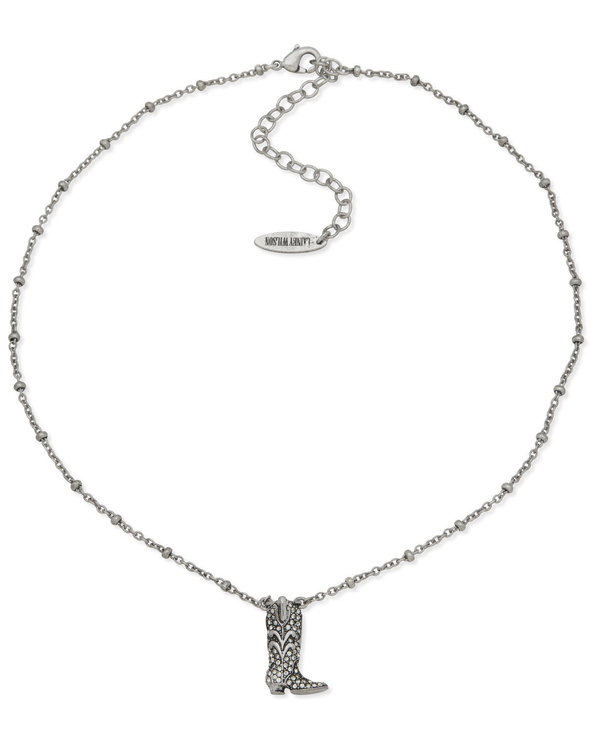 Lainey Wilson Women's Crystal Pav&eacute; Boot Pendant Necklace, Silver, hi-res