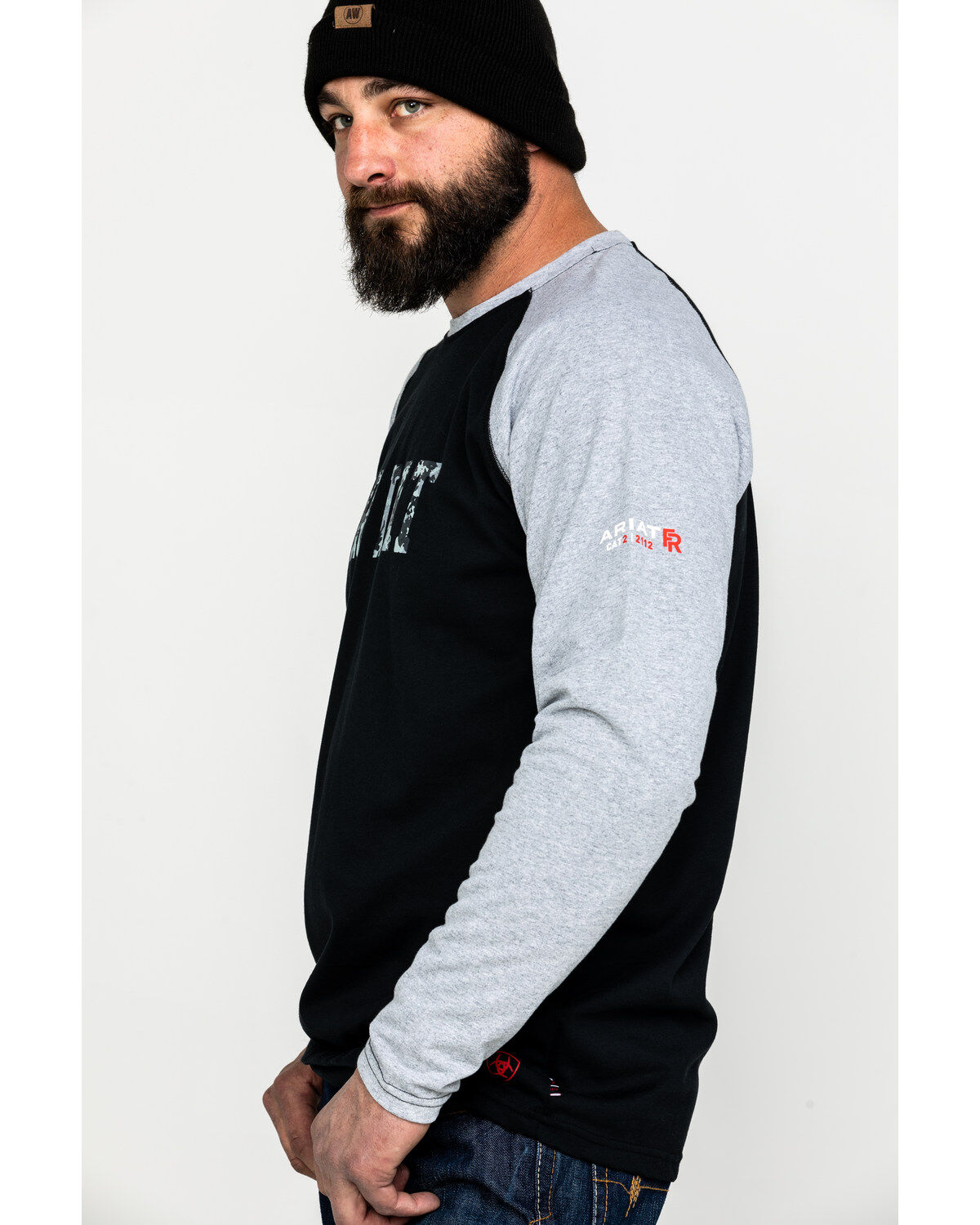 Image #4 - Ariat Men's FR Baseball Logo Crew Long Sleeve Work T-Shirt , , hi-res