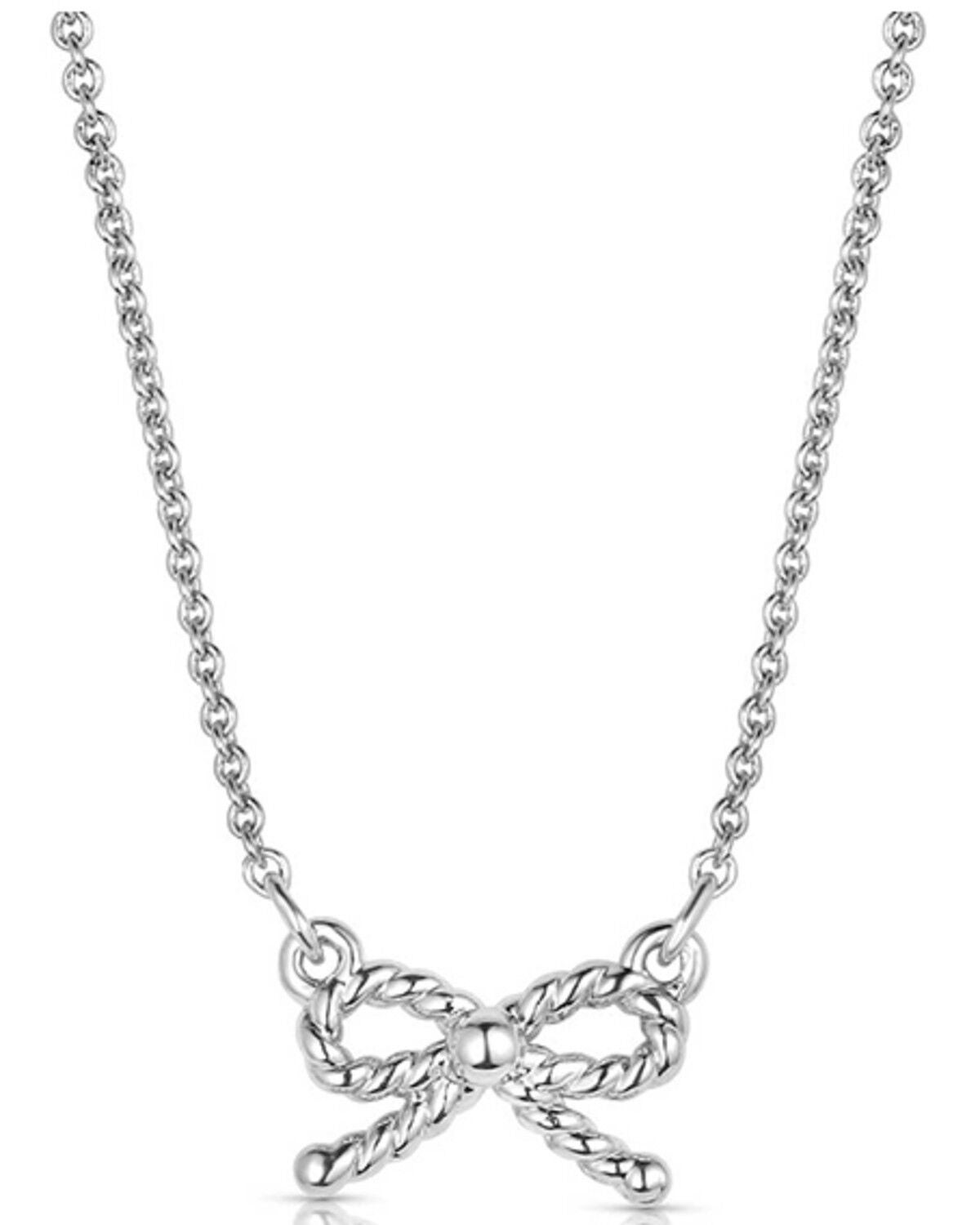 Montana Silversmiths Women's Roped Bow Necklace, Silver, hi-res