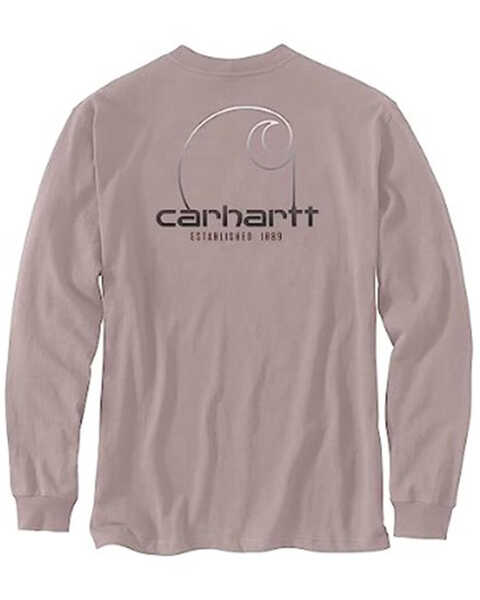 Carhartt Men's Loose Fit Heavyweight Long Sleeve Pocket Work T-Shirt, Tan, hi-res