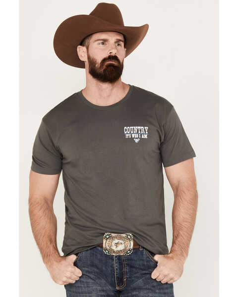 Cowboy Hardware Men's Country It's Who I Am Short Sleeve Graphic T-Shirt, Charcoal, hi-res