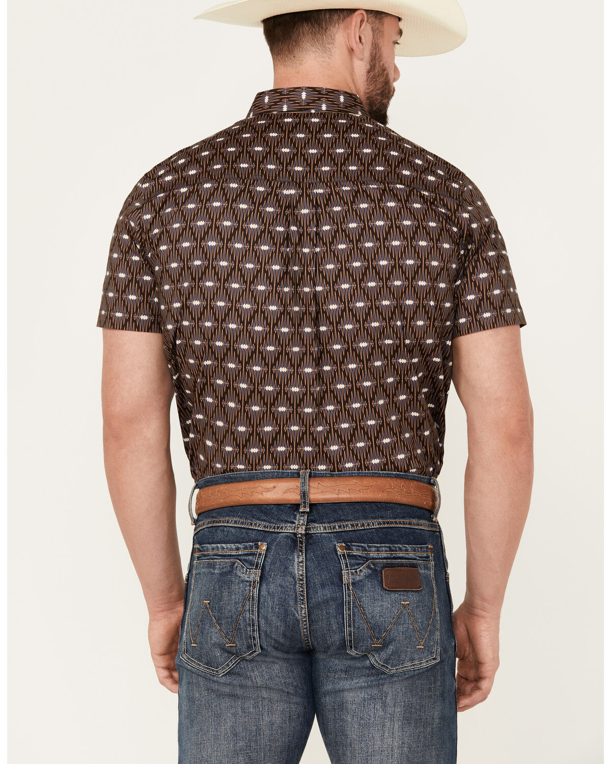 Product Name:  RANK 45® Men's Asscher Geo Print Short Sleeve Button-Down Western Shirt