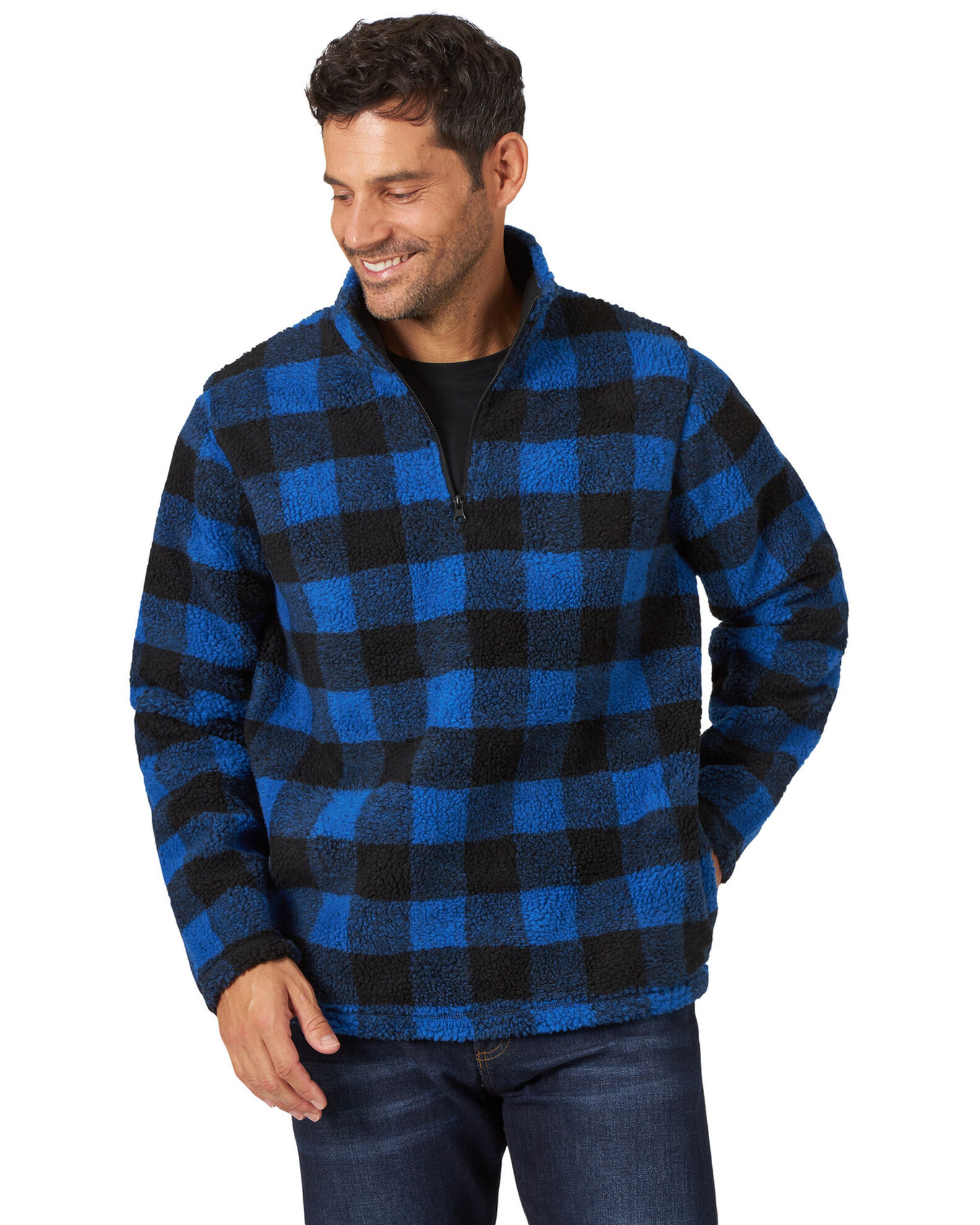 Wrangler Men's Plaid Sherpa 1/4 Zip Pullover | Boot Barn