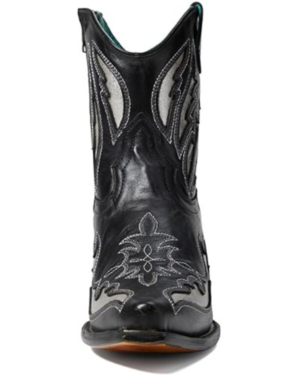 Image #3 - Corral Women's Inlay And Embroidered Booties - Snip Toe, Black, hi-res