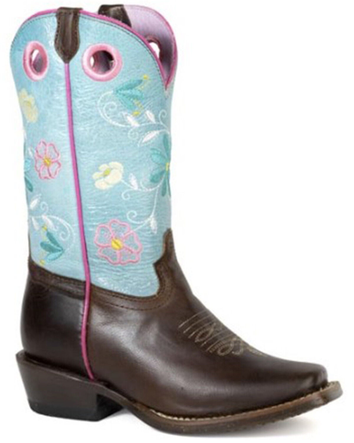 Image #1 - Roper Little Girls' Ride 'Em Cowgirl Western Boots - Square Toe, Brown, hi-res