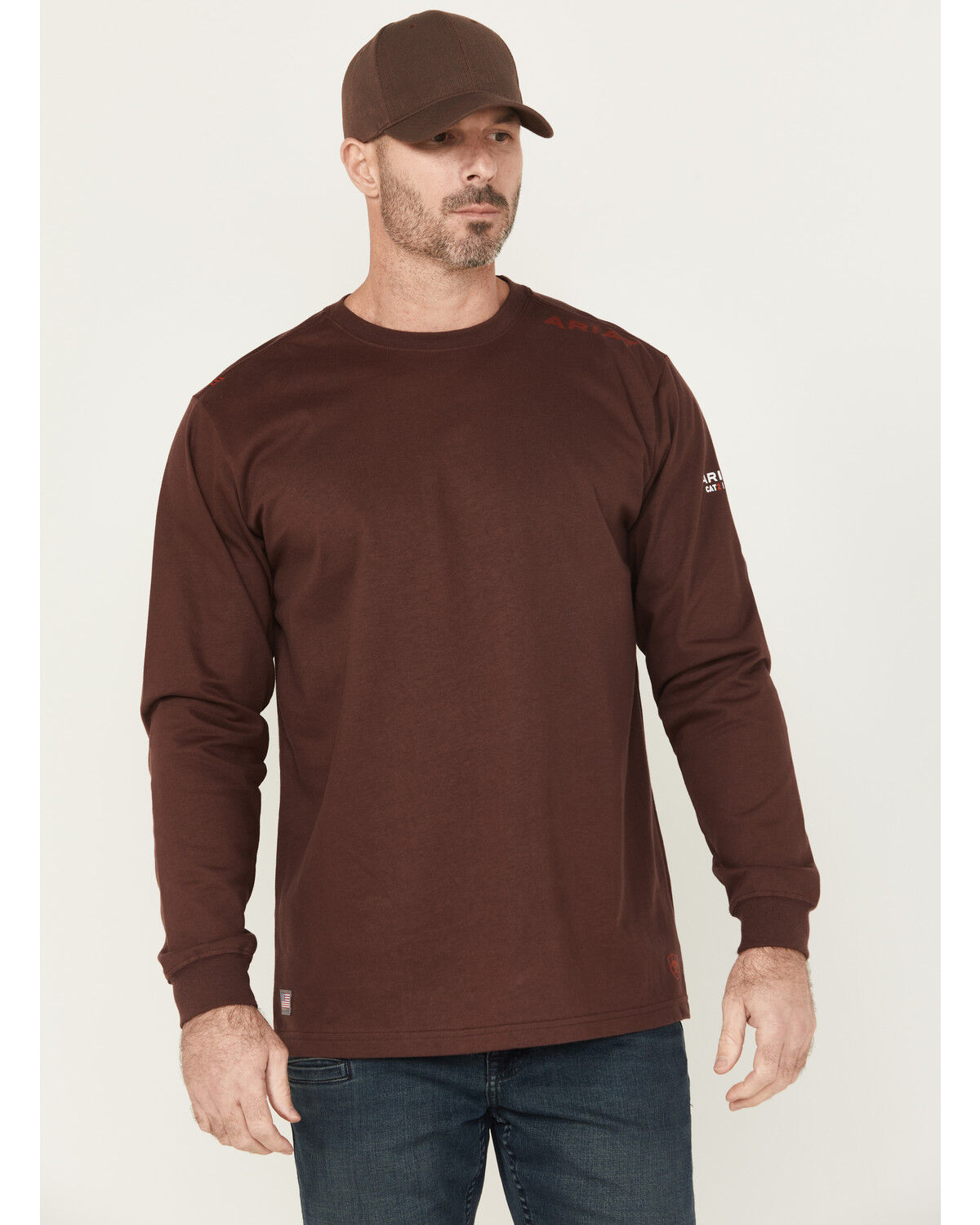 Image #2 - Ariat Men's FR Born For This Long Sleeve Work T-Shirt, Chocolate, hi-res