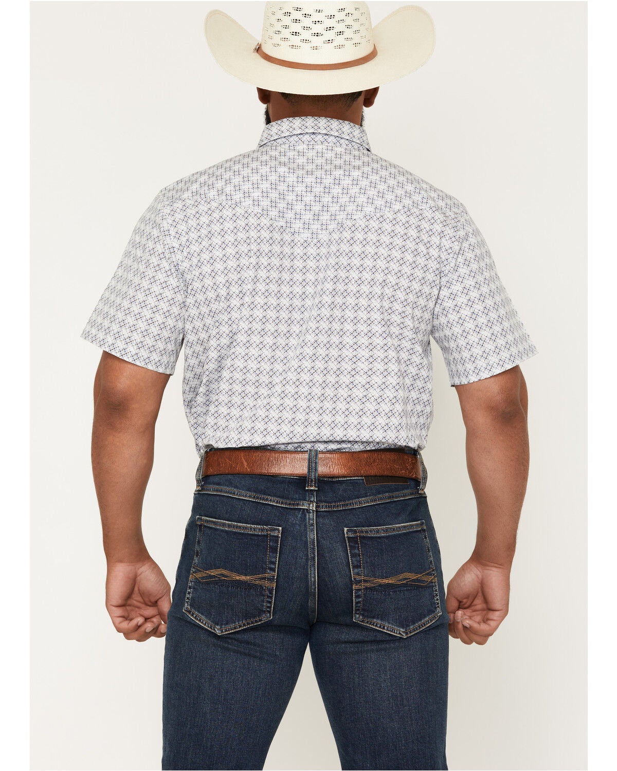 Image #4 - Cody James Men's Vibe Check Geo Print Short Sleeve Snap Western Shirt - Tall, White, hi-res