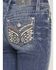 Image #2 - Miss Me Girls' Medium Wash Mid Rise Wing Pocket Bootcut Stretch Denim Jeans, Medium Wash, hi-res