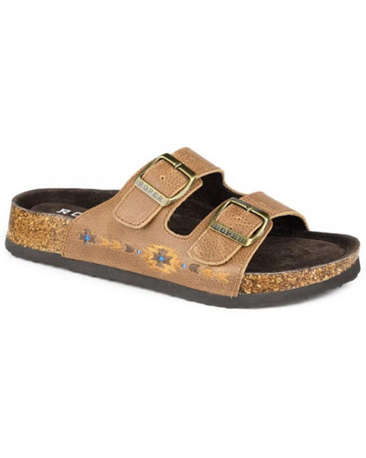 Roper Women's Delilah Southwestern Sandals, Tan, hi-res