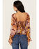 En Creme Women's Floral Print Shirred Long Sleeve Top, Multi, hi-res