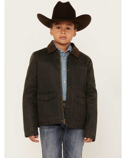 Cody James Boys' Rancher Faux Oil Skin Field Jacket, Olive