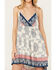 Image #3 - Angie Women's Halter Border Print Tier Mini Dress, Ivory, hi-res