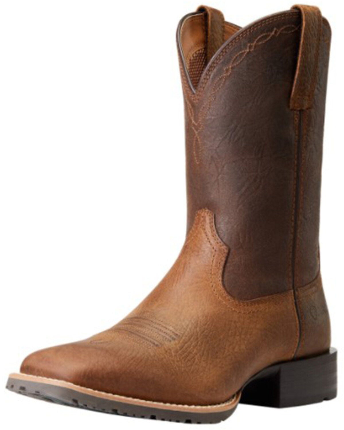 Ariat Men's Hybrid Grit Premium Full-Grain Performance Western Boots - Broad Square Toe, Brown, hi-res