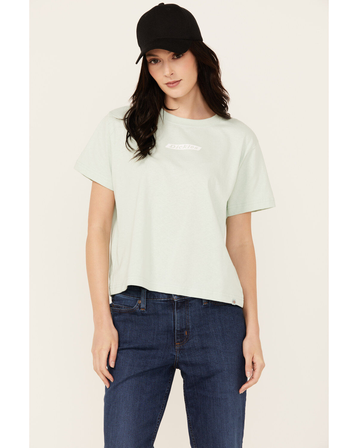 Image #1 - Dickies Women's Logo Short Sleeve Graphic Tee, Light Blue, hi-res