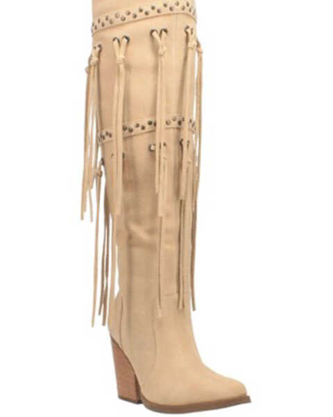 Dingo Women's Witchy Woman Fringe Tall Western Boots - Pointed Toe, Sand, hi-res
