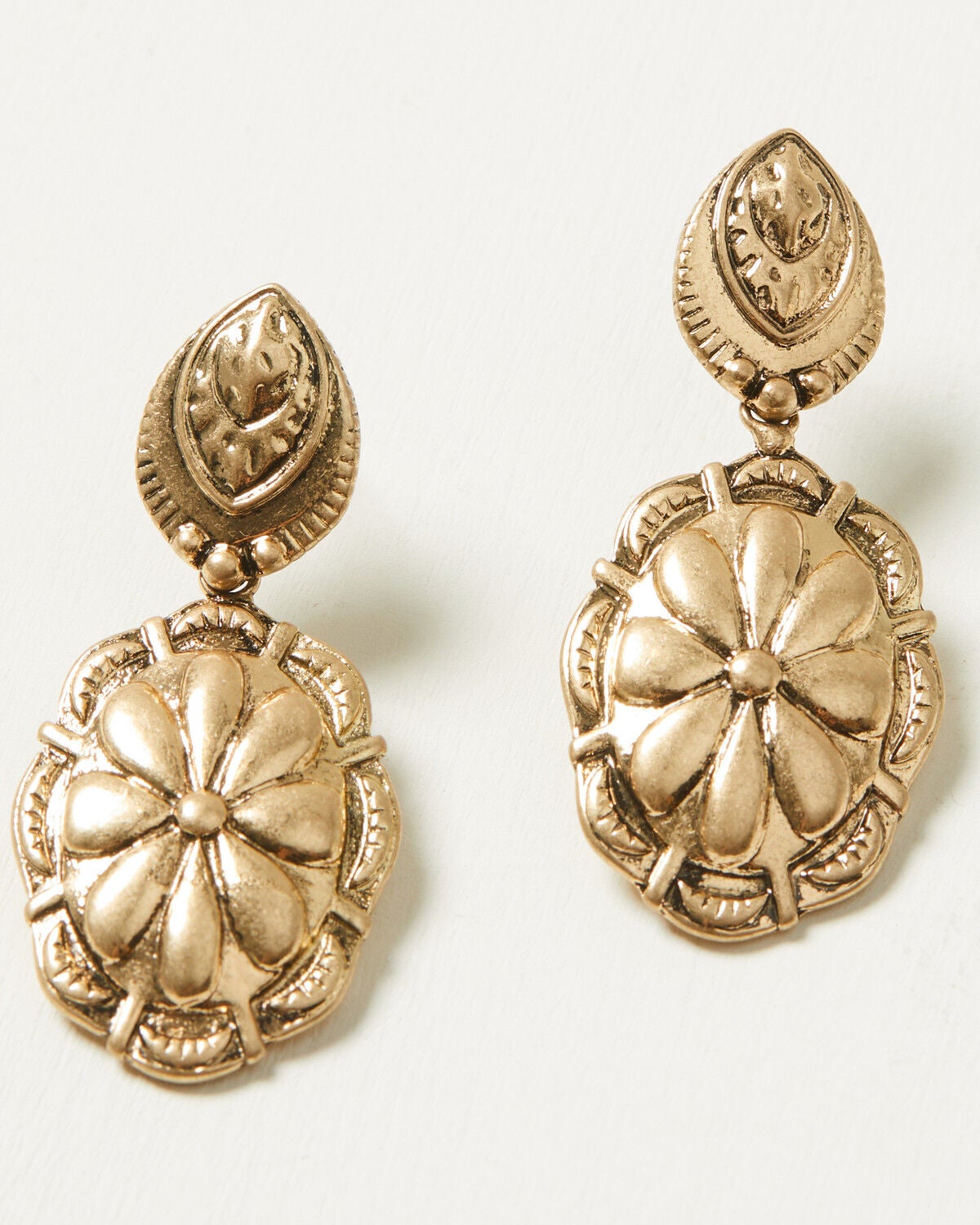 Lainey Wilson Women's Concho Earrings, Gold, hi-res