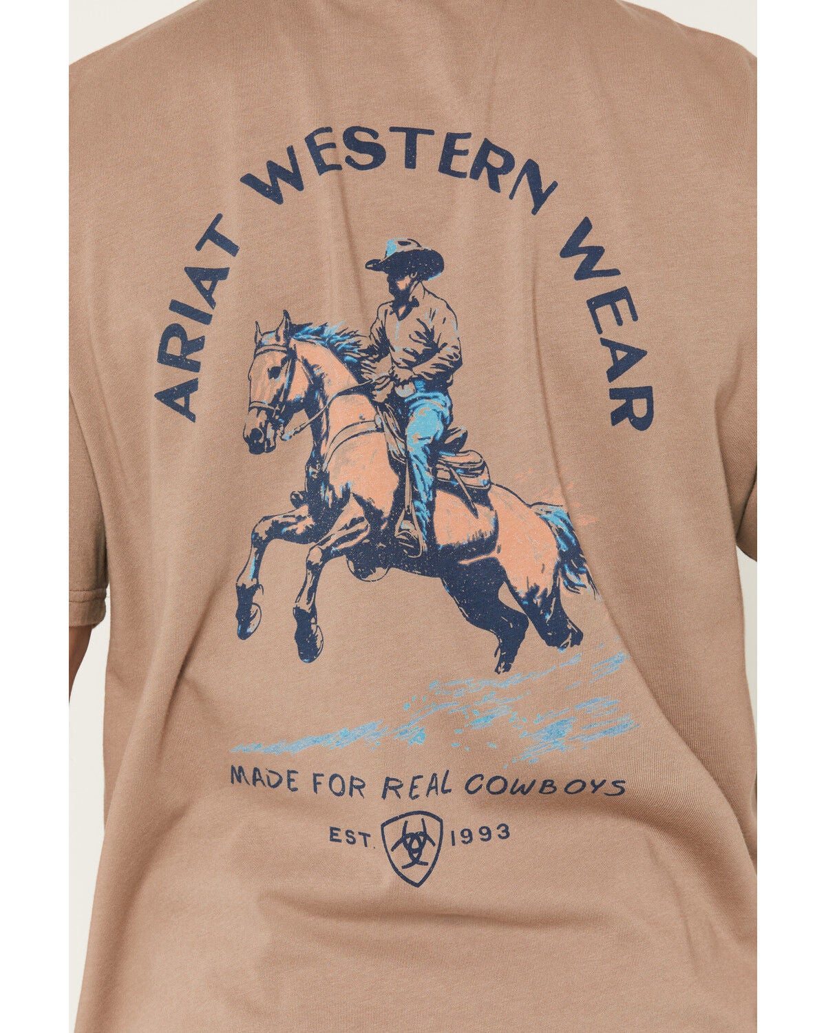 Image #4 - Ariat Men's Real Cowboy Short Sleeve Boxy Graphic T-Shirt, Taupe, hi-res
