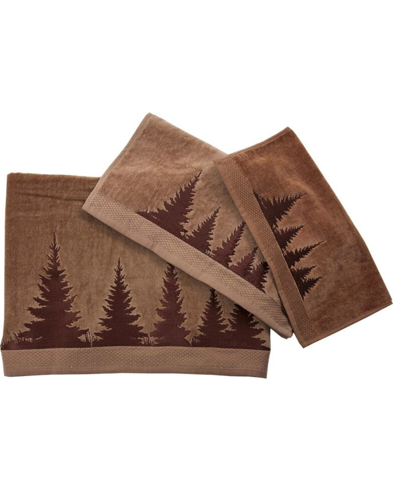 HiEnd Accents 3-Piece Mocha Towel Set With Embroidered Clearwater Pines , Brown, hi-res