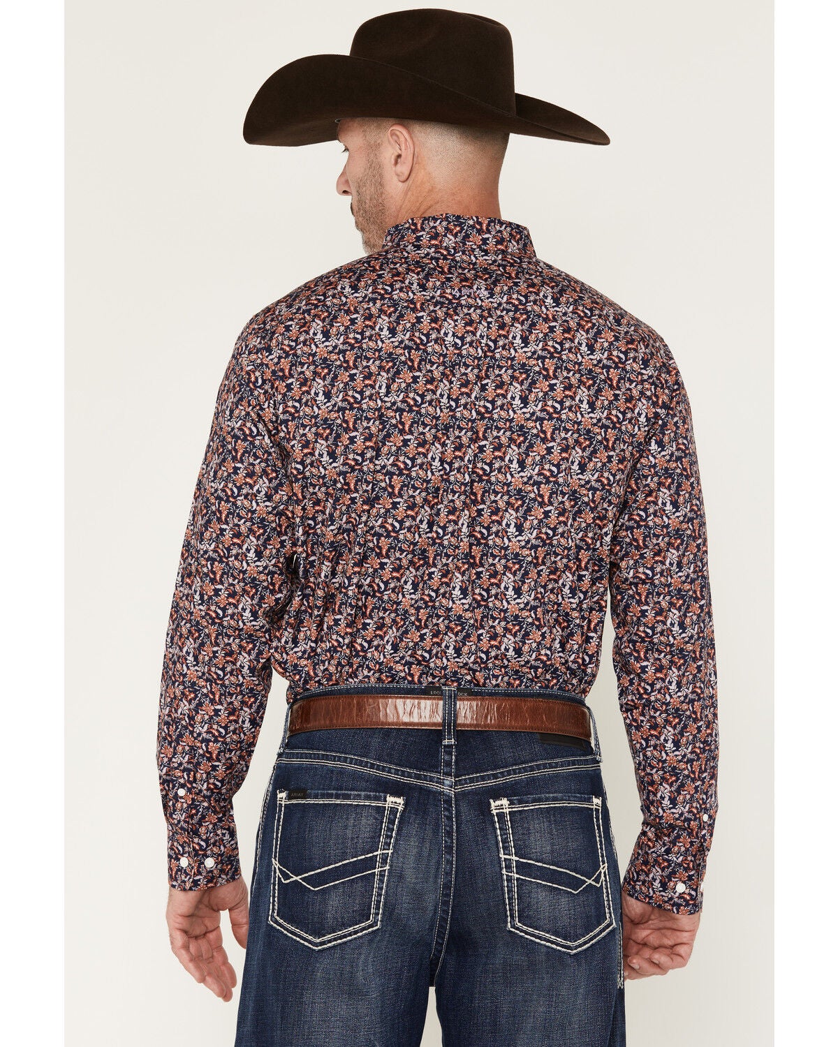 Image #4 - Ariat Men's Ward Floral Print Wrinkle Free Long Sleeve Button-Down Western Shirt, Purple, hi-res