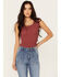 Image #1 - Shyanne Women's Smocked Ribbed Tank, Dark Red, hi-res