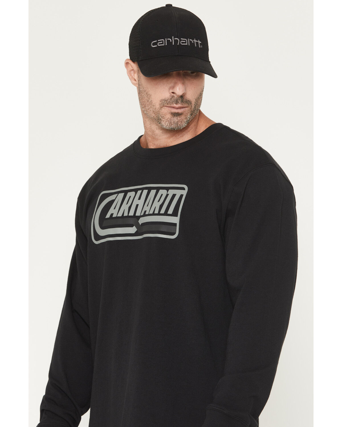 Image #2 - Carhartt Men's Loose Fit Heavyweight Logo Long Sleeve Graphic T-Shirt, Black, hi-res
