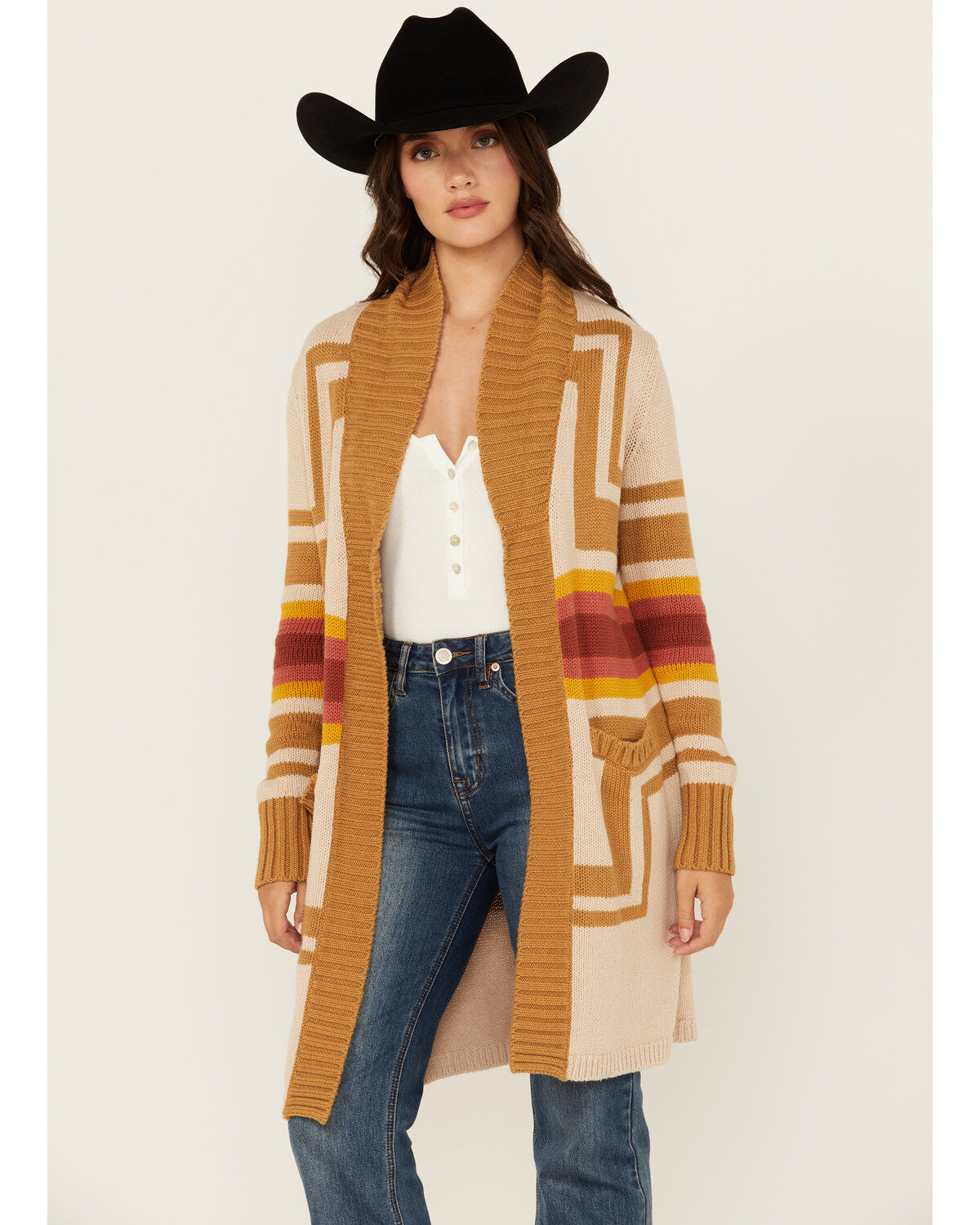 Image #1 - Pendleton Women's Printed Cardigan, Cream, hi-res