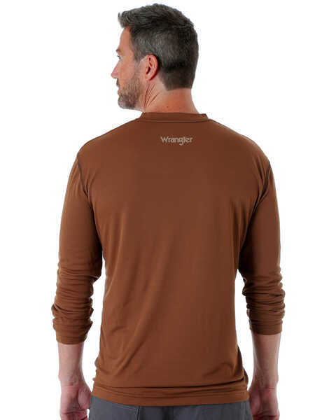Image #3 - Wrangler Men's Riggs Crew Performance Long Sleeve T-Shirt, Brown, hi-res
