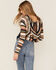 Panhandle Women's Striped Boho Hooded Sweater, Cream, hi-res