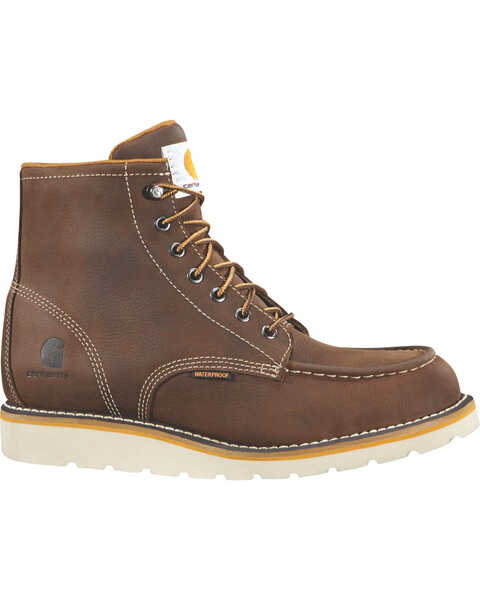 Carhartt Men's 6" Brown Waterproof Wedge Boots - Moc Toe, Brown, hi-res