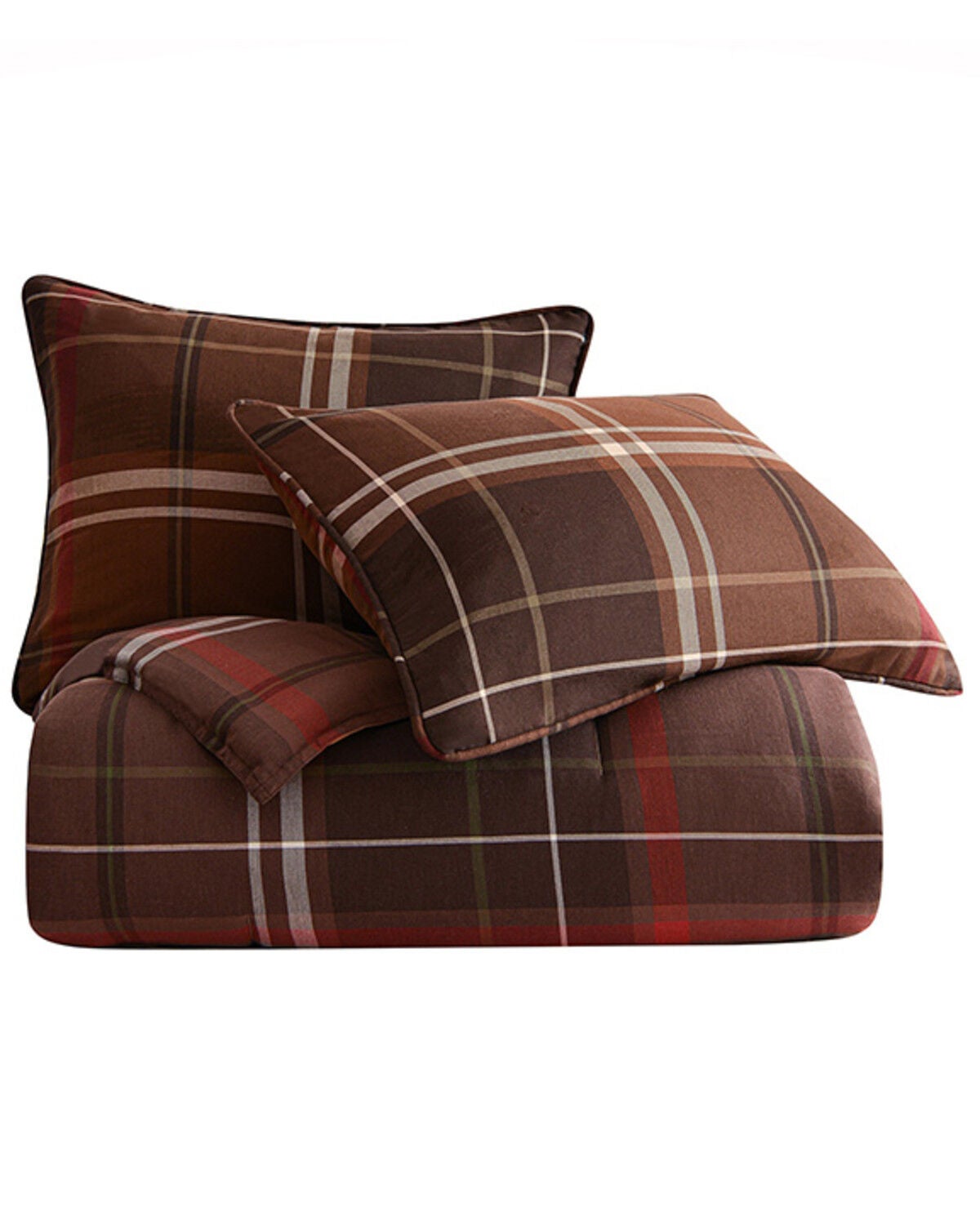 HiEnd Accents Jackson Plaid Print 3 Piece Duvet Cover Set - King Size, Brown, hi-res