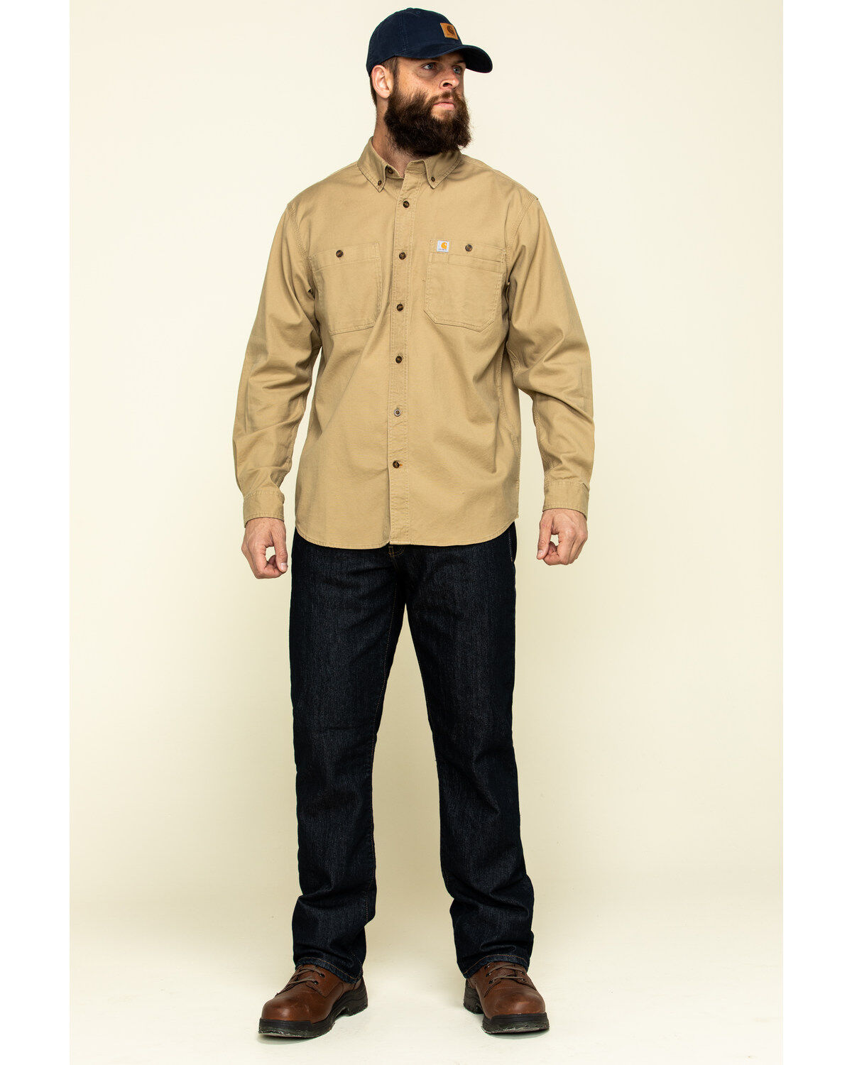 Image #6 - Carhartt Men's Rugged Flex® Rigby Long Sleeve Work Shirt, Beige/khaki, hi-res