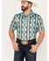 Panhandle Men's Southwestern Print Short Sleeve Western Snap Polo, Turquoise, hi-res