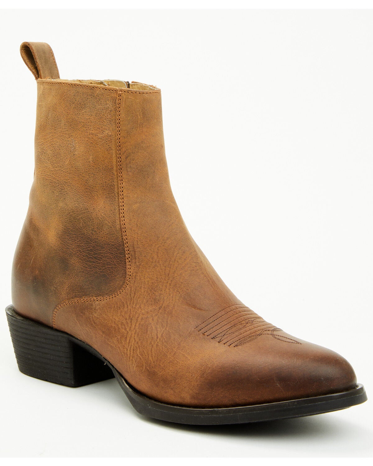 Cody James Men's Larsen Western Ankle Boots - Round Toe, Brown, hi-res