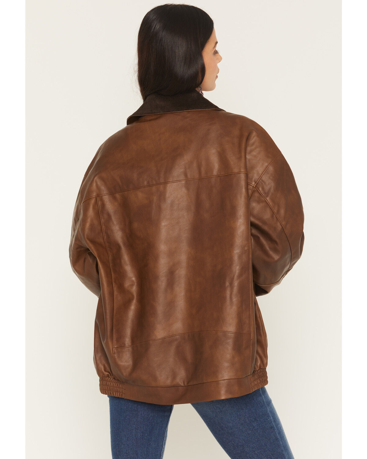 Image #4 - Show Me Your Mumu Women's Maverick Faux Leather Bomber Jacket, Brown, hi-res