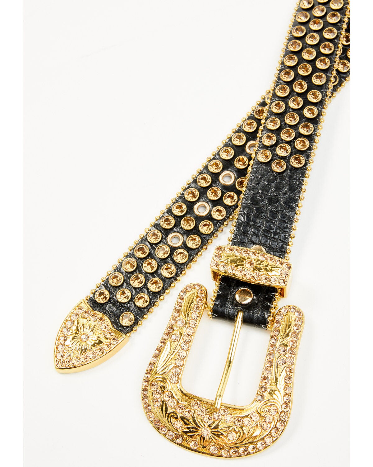 Rhinestones Studded Leather Belt S/M 50158-women-s-western-  main image 4