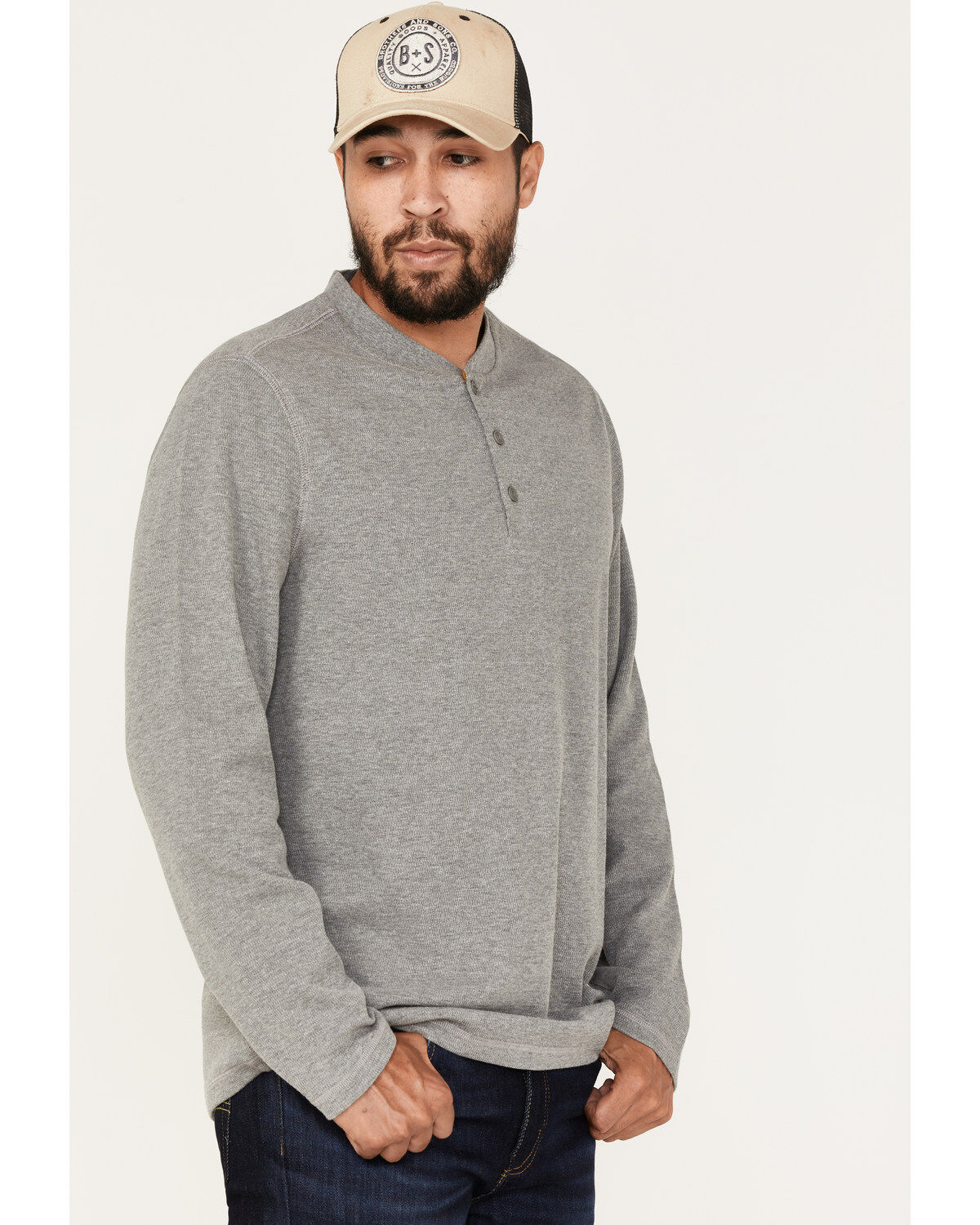 Image #2 - Brothers and Sons Men's Henley Thermal T-Shirt, Charcoal, hi-res