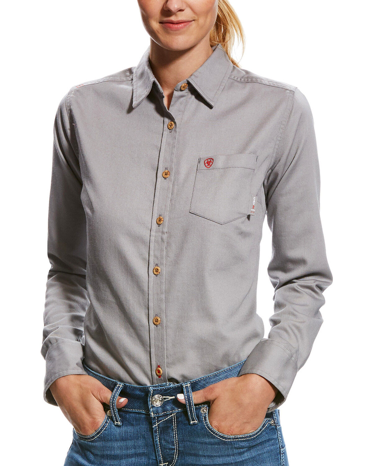 Image #1 - Ariat Women's FR Long Sleeve Button Down Work Shirt, , hi-res