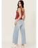 Image #3 - Rolla's Women's Boot Barn Exclusive Bluebird Light Wash High Rise Sailor Wide Leg Stretch Denim Jeans, Light Wash, hi-res