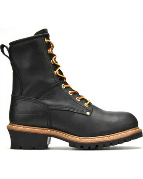 Image #2 - Carolina Men's 8" Logger Boots - Steel Toe, Black, hi-res