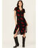 Image #1 - Idyllwind Women's Rosely Floral Print Lace Trim Midi Dress, Black, hi-res