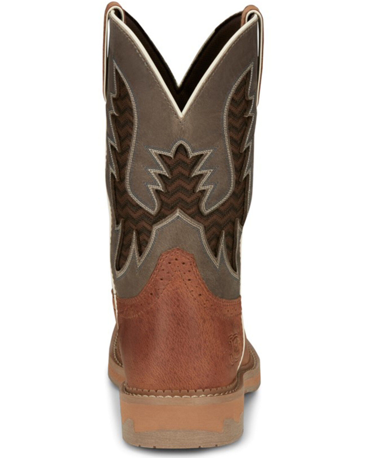 Image #5 - Justin Men's Bolt Redwood Pull On Soft Work Boots - Square Toe, Brown, hi-res