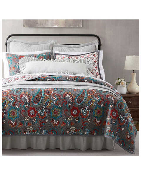 HiEnd Accents Teal Abbie Western Paisley Reversible 3-Piece Full/Queen Quilt Set, Teal, hi-res