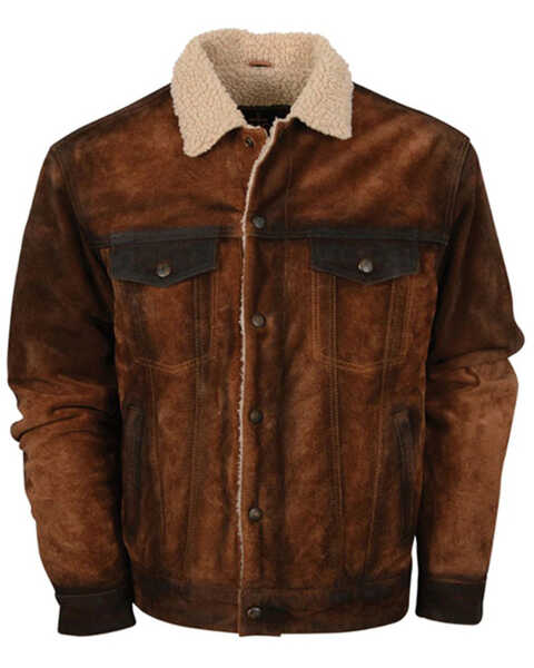 STS Ranchwear By Carroll Men's Cash Money Suede Sherpa Jacket, Brown, hi-res
