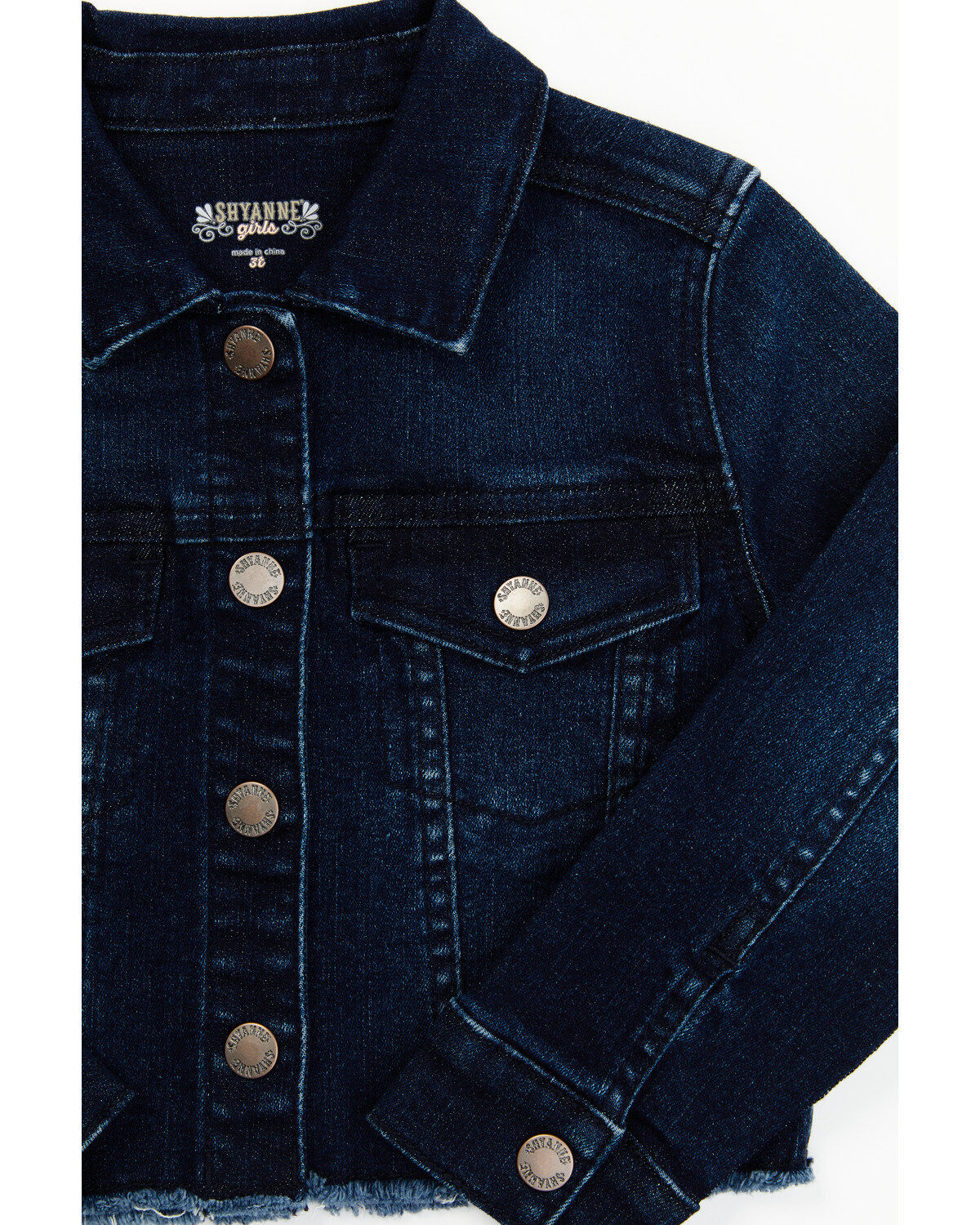 Image #2 - Shyanne Toddler Girls Kent Dark Wash Frayed Denim Jacket, Dark Wash, hi-res