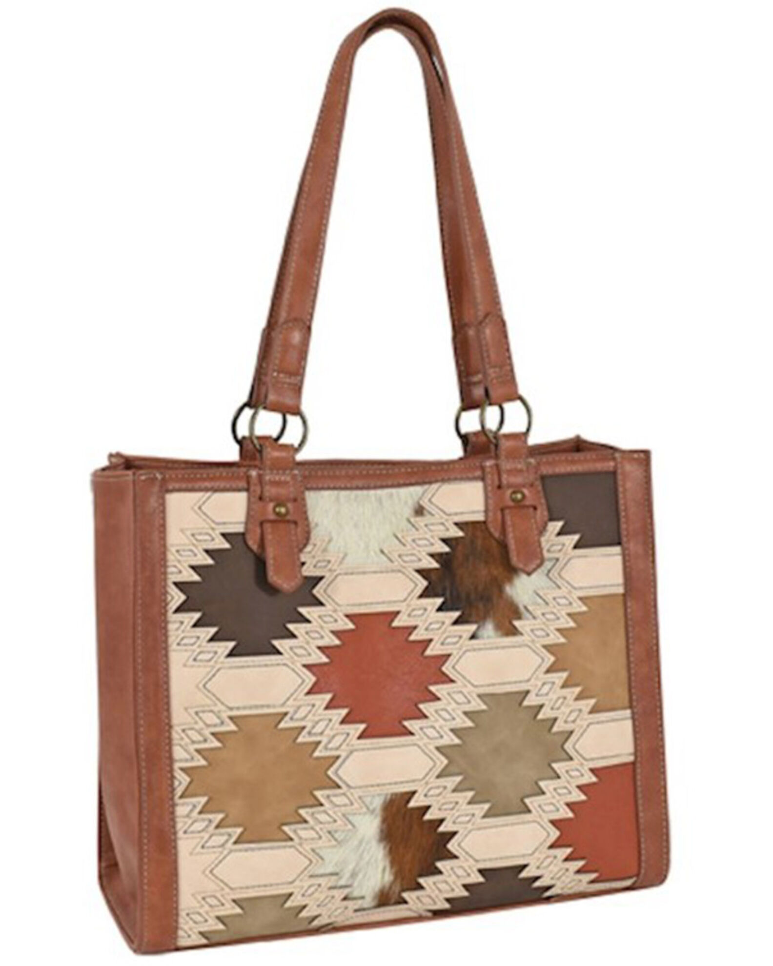 Catchfly Women's Southwestern Color Block Brindle Inlay Tote