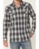 Moonshine Spirit Men's Talum Plaid Long Sleeve Snap Western Shirt , Navy, hi-res