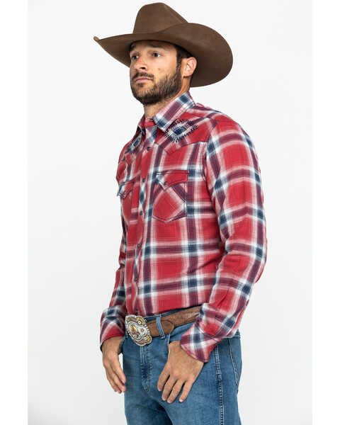 Image #3 - Rock 47 By Wrangler Large Red Plaid Embroidered Long Sleeve Western Shirt , , hi-res