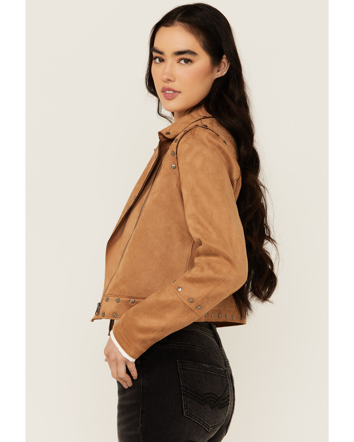 Image #4 - Idyllwind Women's Yorkshire Studded And Embroidered Moto Jacket, Tan, hi-res