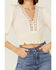 Lush Women's Lace Trim Blouse, Ivory, hi-res