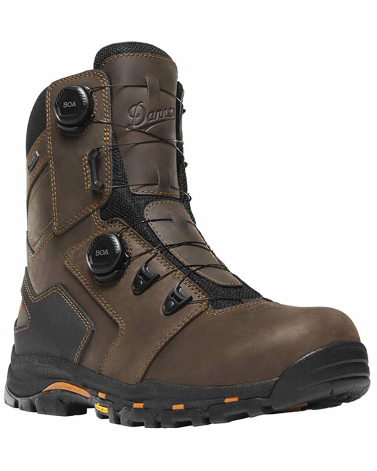Image #1 - Danner Men's 8" Vicious BOA&reg; Waterproof Work Boots - Composite Toe, Brown, hi-res